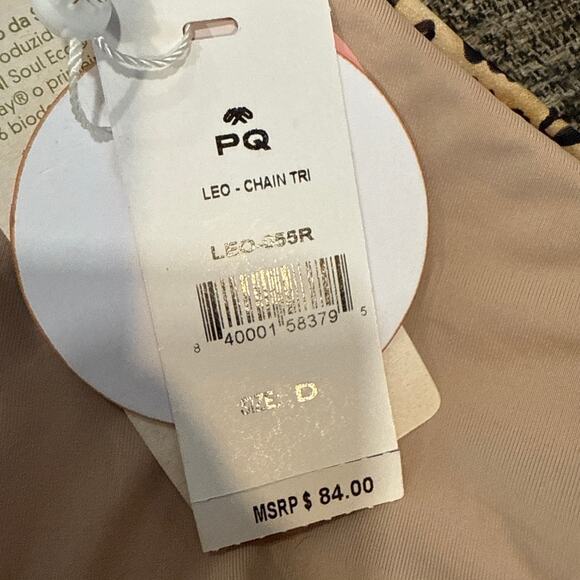 PQ Swim Leopard Print Bikini Top Chain Trim Top Sz D-Cup NWT - Picture 8 of 12